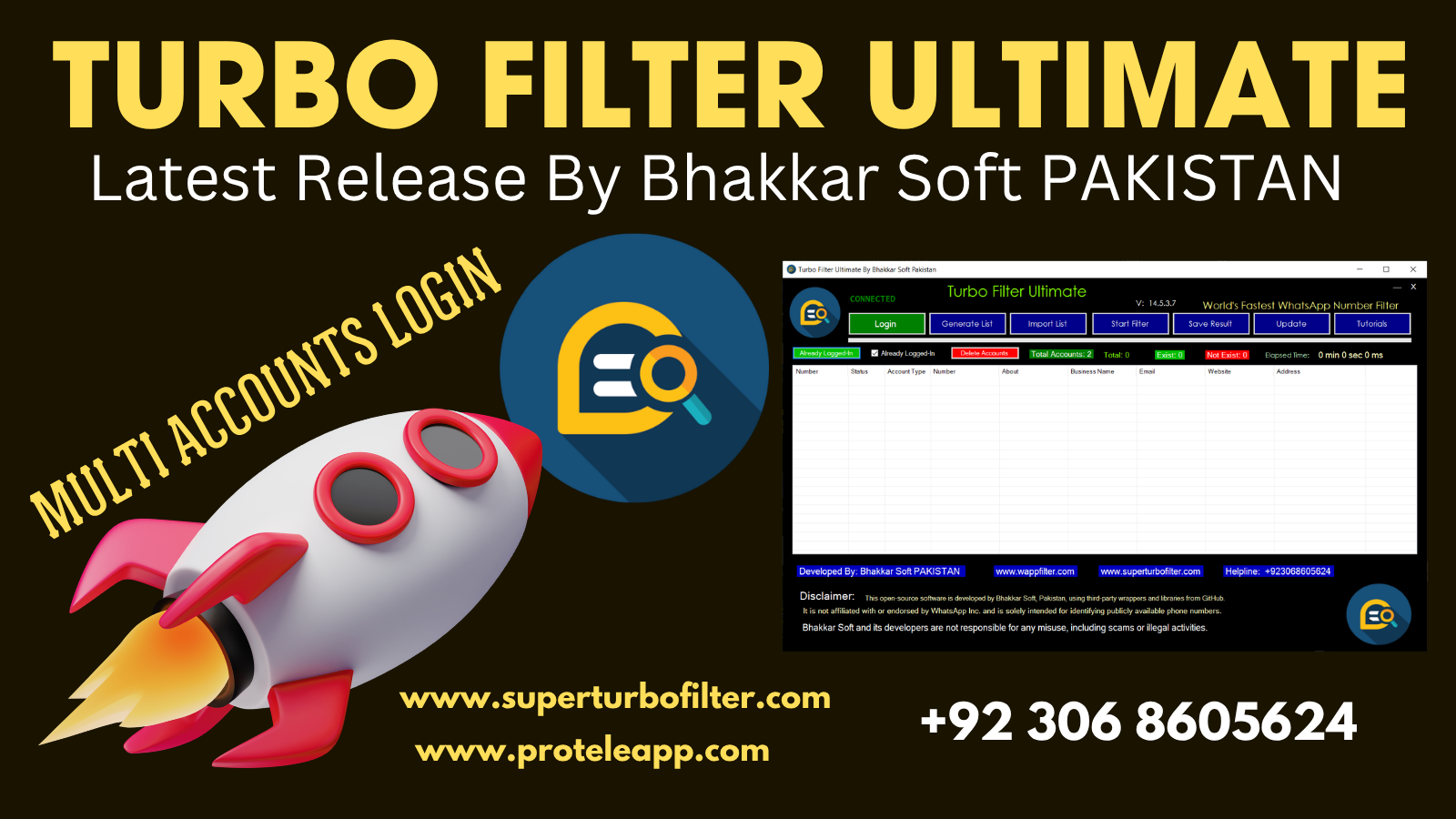 Turbo WhatsApp Filter Ultimate | a modern and powerful WhatsApp number filter with Multi Accounts Login System